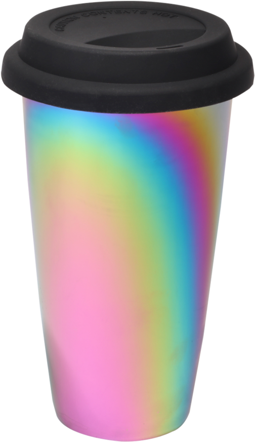 Rainbow Luster Tumbler With Black Lid - Ceramic Clipart (1024x1024), Png Download