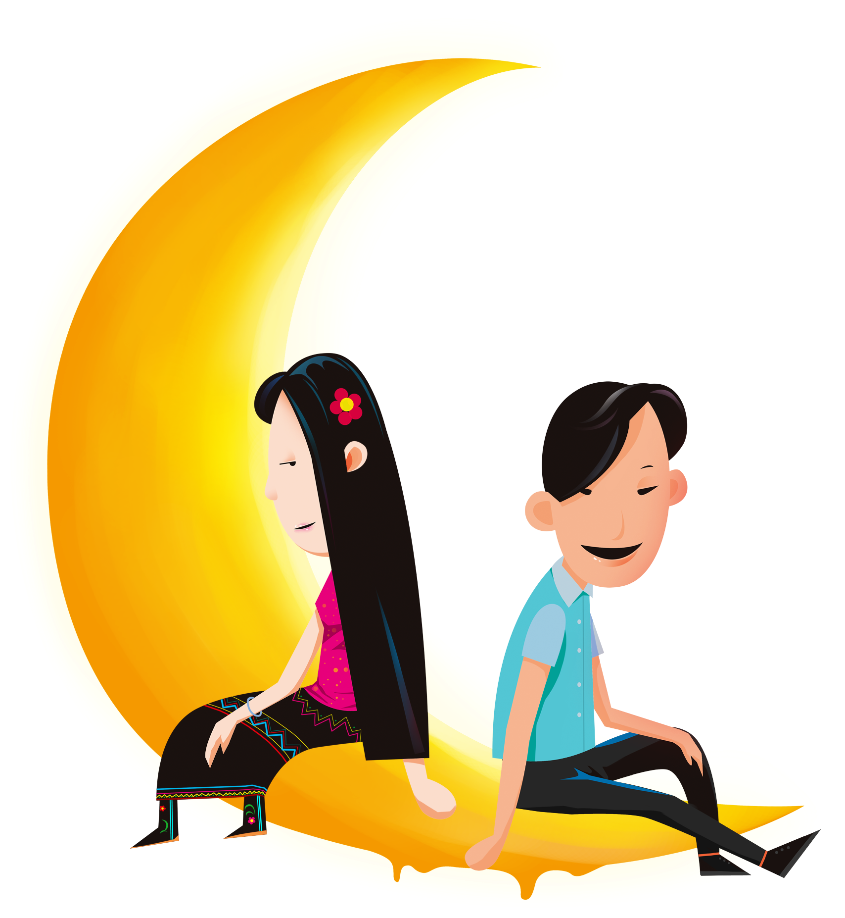 Cartoon Creative Decorative Design Moon Png And Psd - Illustration Clipart (2000x2000), Png Download