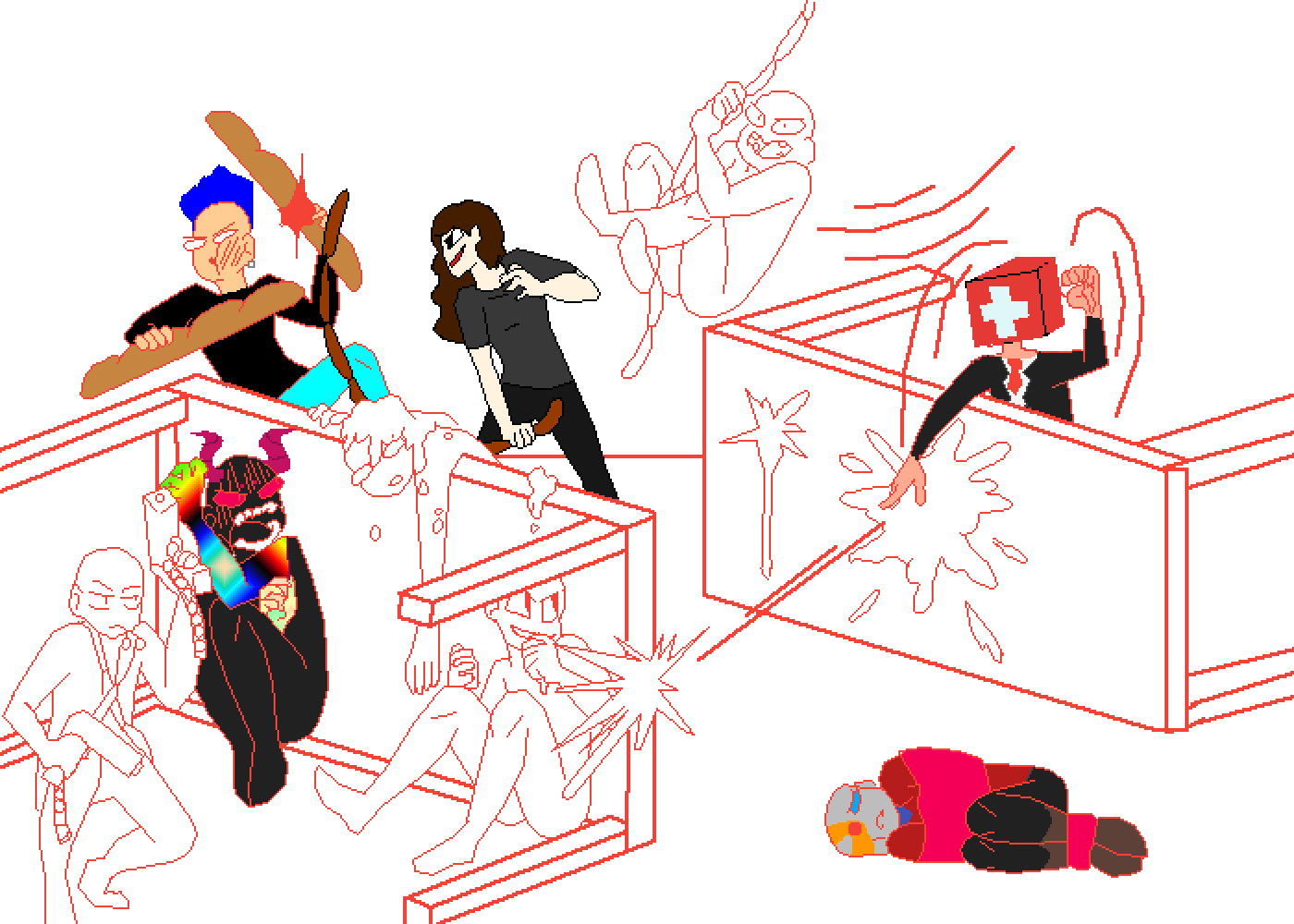 Food Fight - Drawing Clipart (1400x1000), Png Download