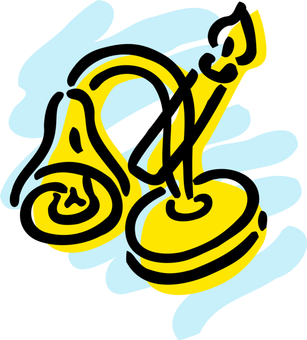 Vector Illustration Of Desk Lamp And Candle Provide Clipart (632x700), Png Download