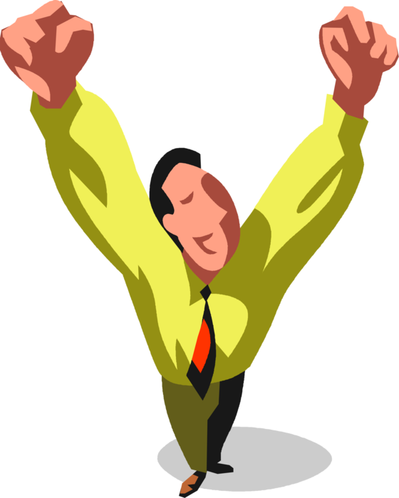 Vector Illustration Of Victorious Businessman Exceeds - Vitorioso Png Clipart (560x700), Png Download