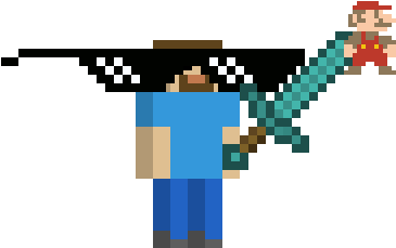 Mlg Steve Kills Mario - Cartoon Clipart (1024x576), Png Download