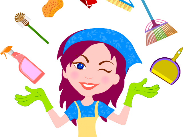 Maiden Clipart House Cleaner - House Keeping Cartoon Png Transparent Png (640x480), Png Download