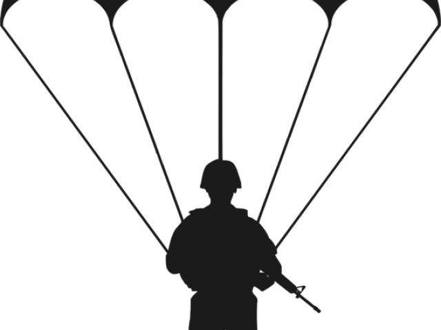 Parachute Clipart Black And White - Parachute Soldier Clipart - Png Download (640x480), Png Download