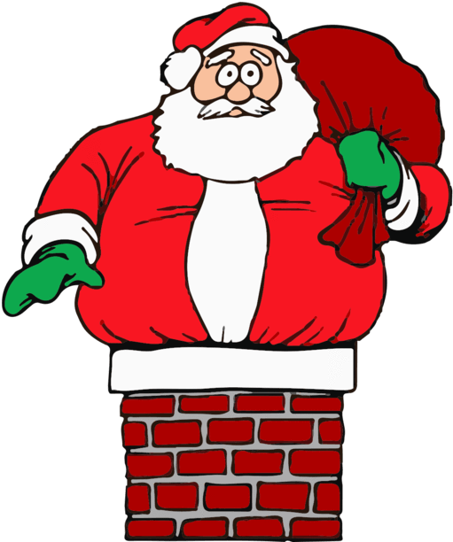 Father Christmas Stuck In Chimney Clipart (540x810), Png Download