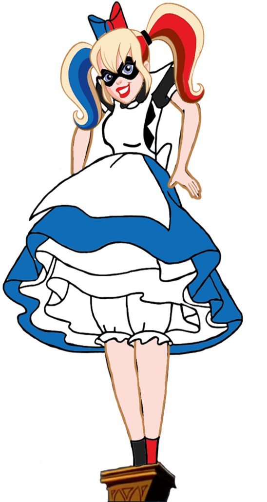 Harley Quinn As Alice The Giantess By Darthranner83 - Alice And Harley Quinn Clipart (548x1030), Png Download