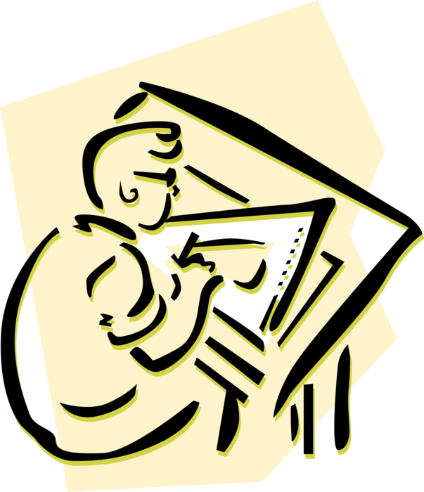 Vector Illustration Of Draftsman Or Draughtsman Prepares Clipart (603x700), Png Download