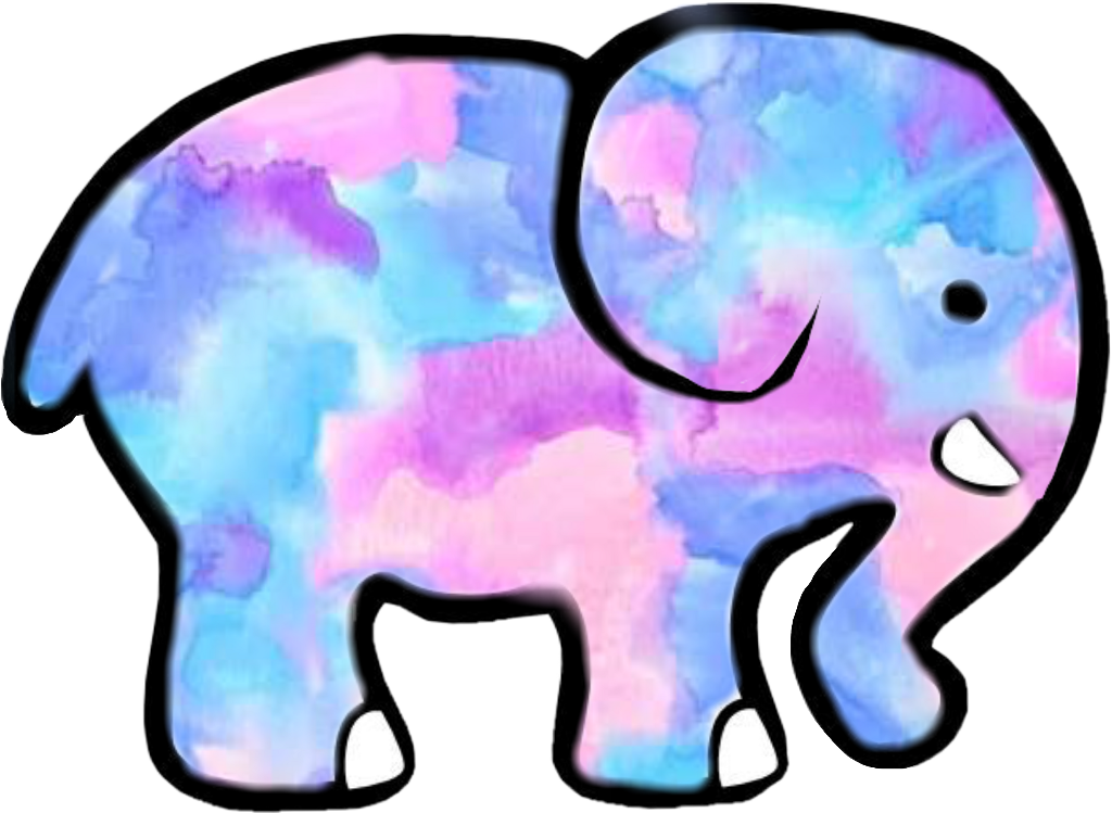Watercolor Sticker - Free Black And White Elephant Clip Art - Png Download (1024x749), Png Download