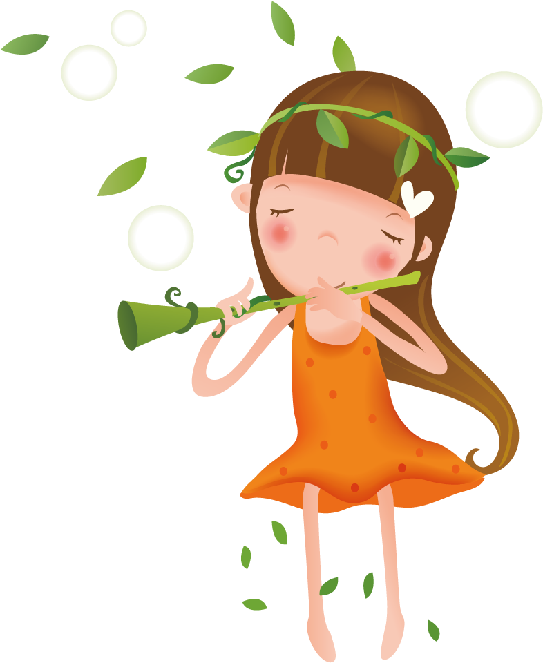 Flute Girl Clipart (1000x1000), Png Download