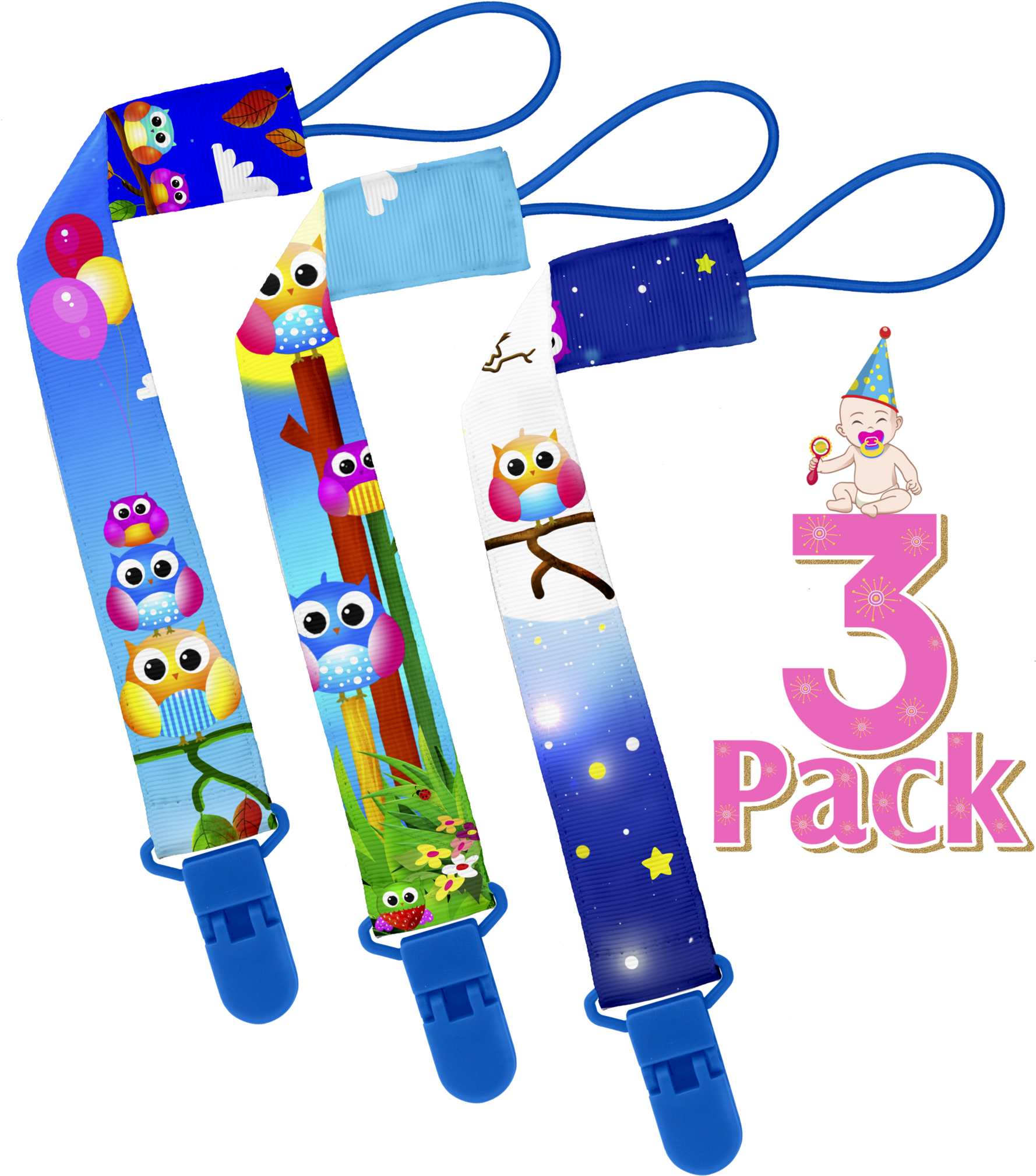03 Kiddosart Pacifier Clip Owls 51882894 7080 448c - Png Download (1794x2048), Png Download