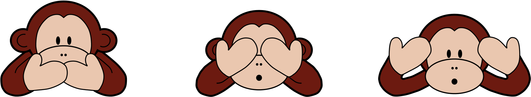 File - Threewisemonkeysoriginal - Svg - Three Wise Monkeys Clipart - Png Download (1024x360), Png Download