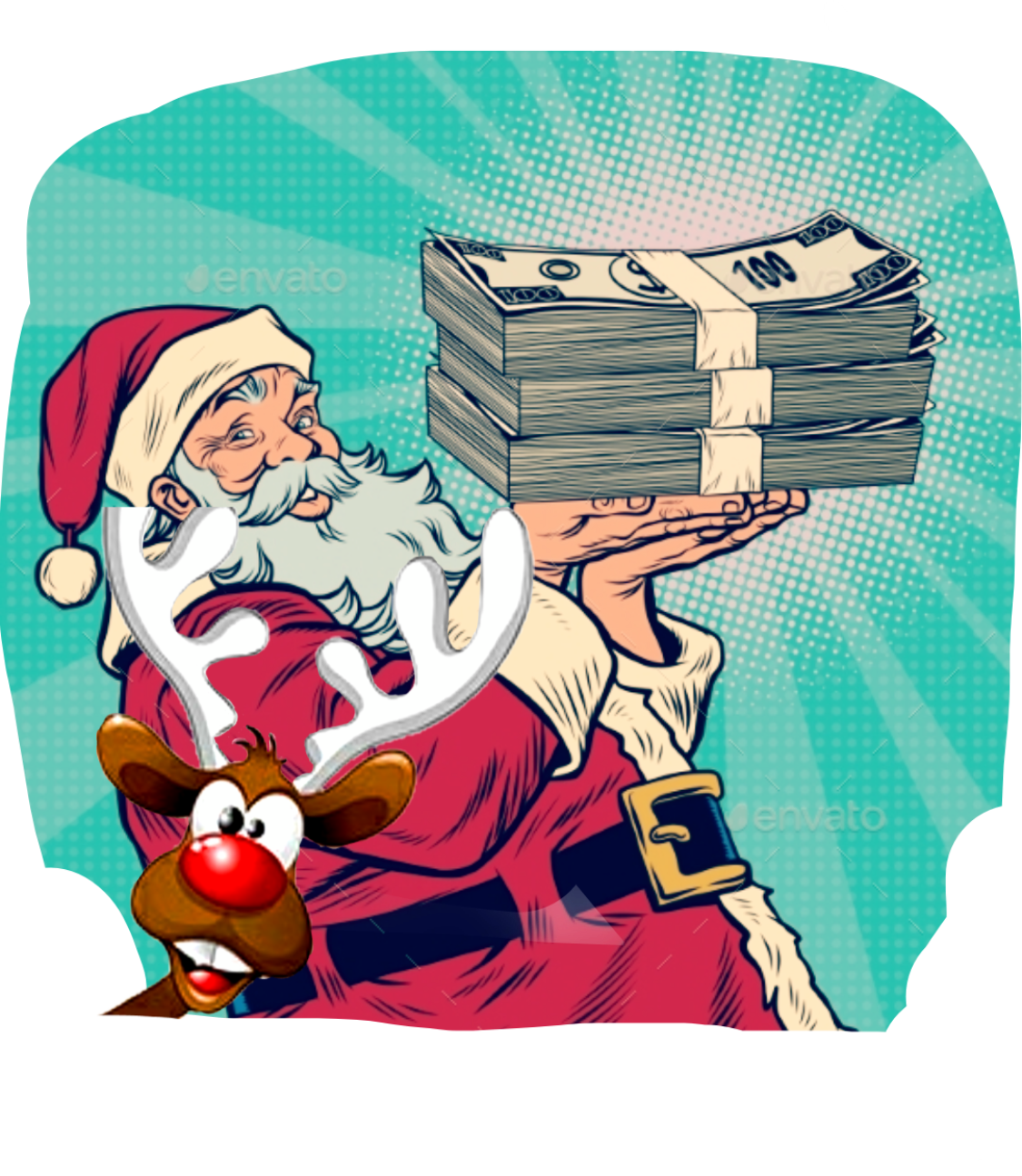 Santa Claus And Money Clipart (1125x1295), Png Download