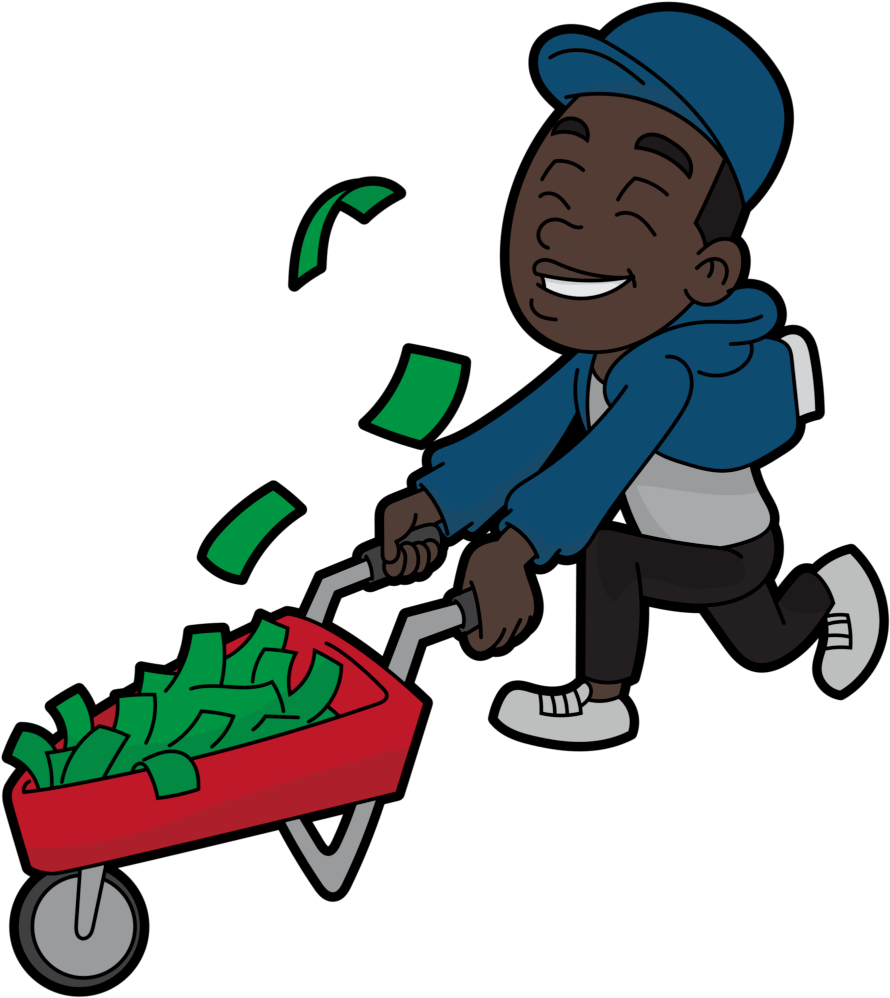 Black Cartoon With Money Clipart (1000x1170), Png Download
