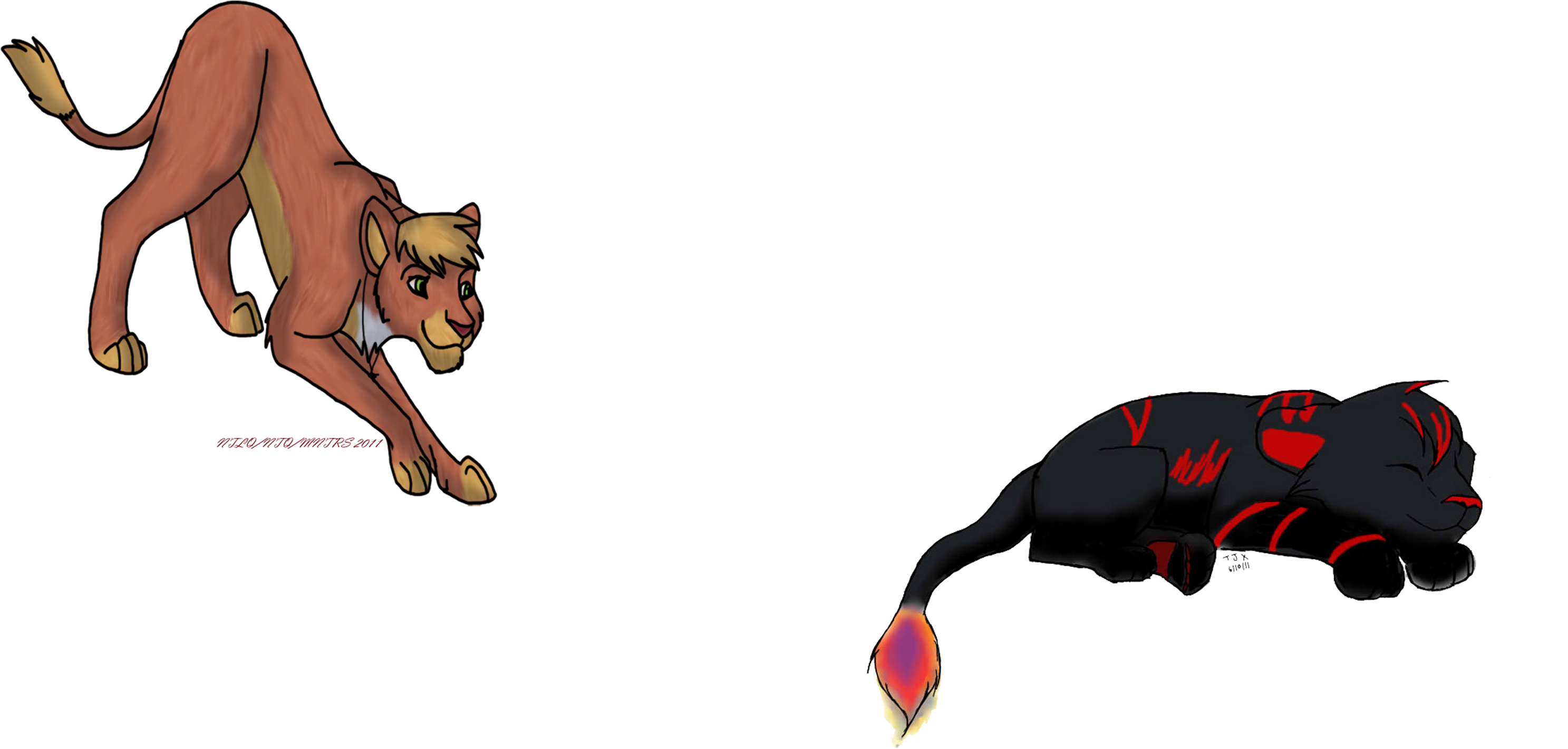 Preparing For A Pounce Collab - Cartoon Clipart (3000x1452), Png Download