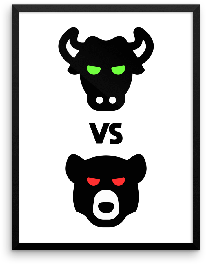 Bull Vs Bear - Cartoon Clipart (1000x1000), Png Download