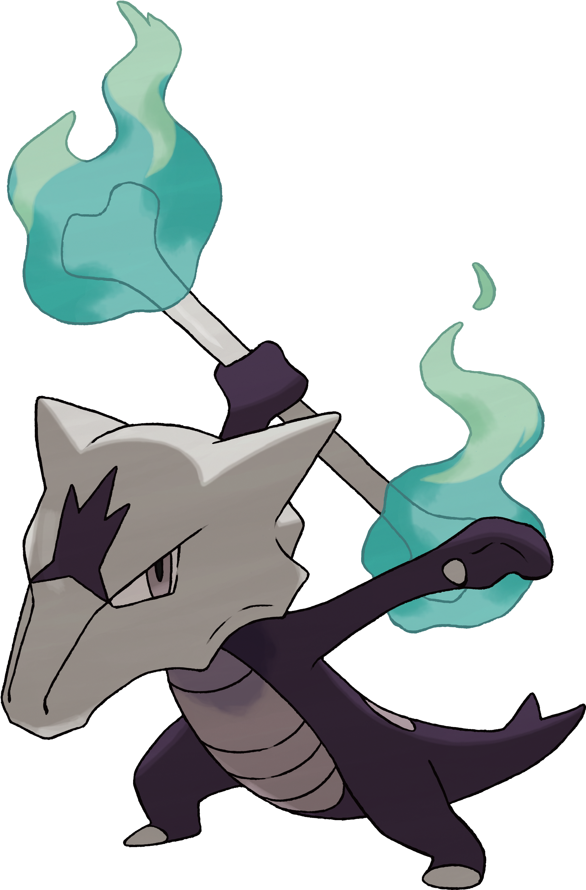 New Pokémon In Sun And Moon Include Sad Fish, Surfing - Alolan Marowak Clipart (2226x3094), Png Download