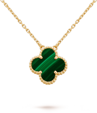 Vintage Alhambra Pendant - Van Cleef Necklace Green Clipart (620x620), Png Download