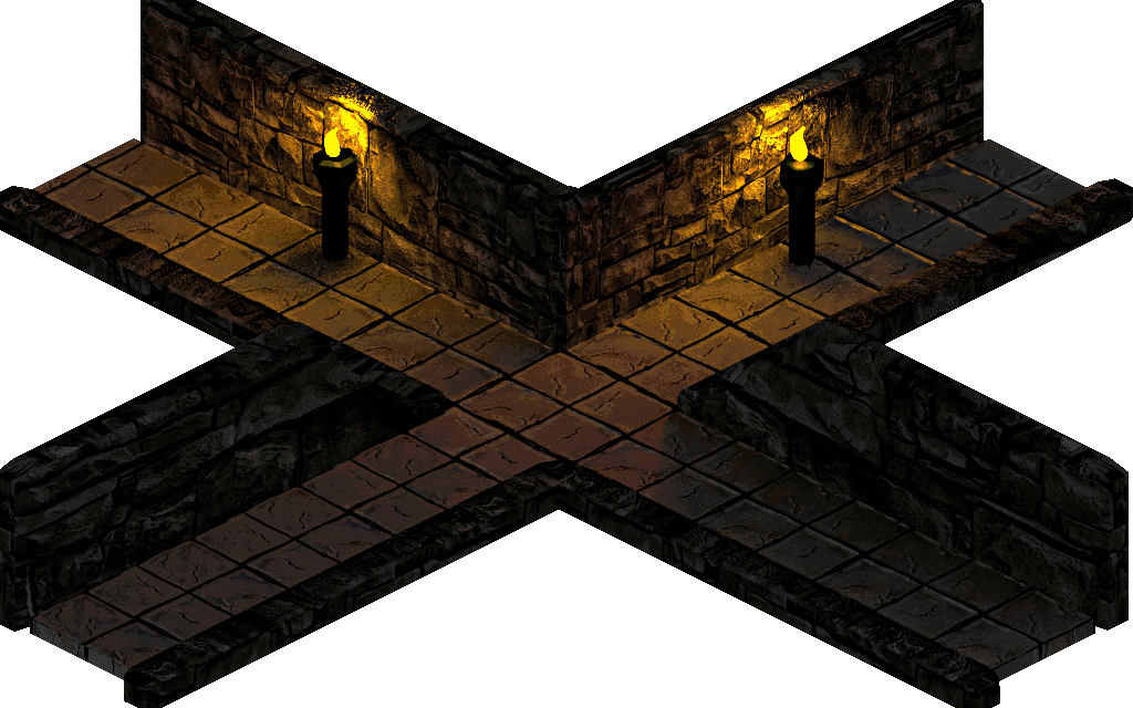 25739 Plex Dungeon Torchlit Hall X Intersection Plexsoup - Isometric Roll 20 Maps Clipart (1024x640), Png Download