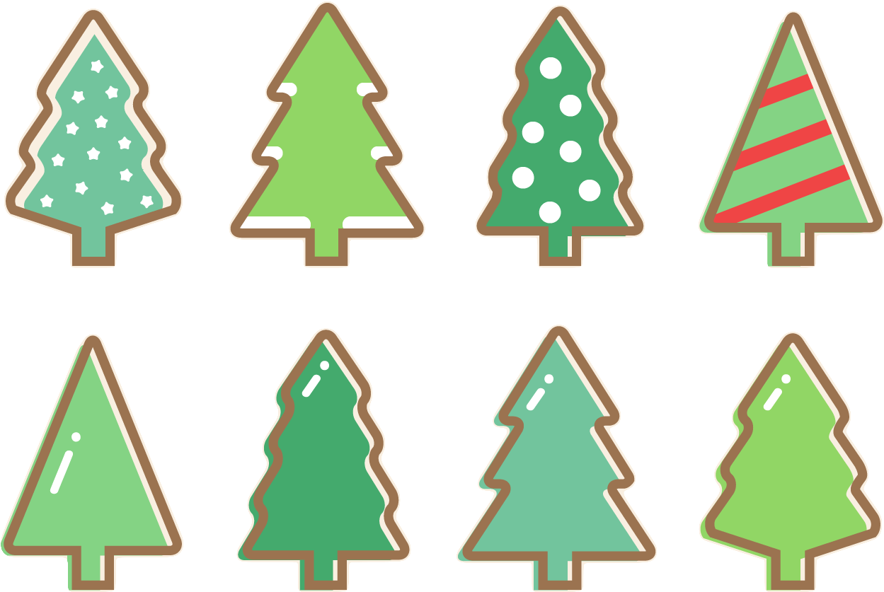 Christmast Tree Png Image - Cute Christmas Trees Png Clipart (1400x980), Png Download
