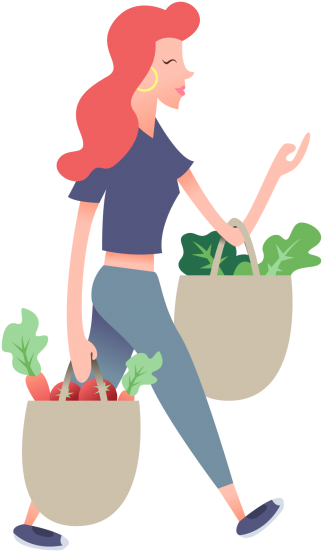 Grocery Shopping Girl - Grocery Shopping Illustration Clipart (866x650), Png Download