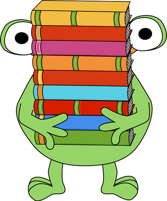 Monster Carrying A Stack Of Books - Monsters With Books Clip Art - Png Download (548x659), Png Download