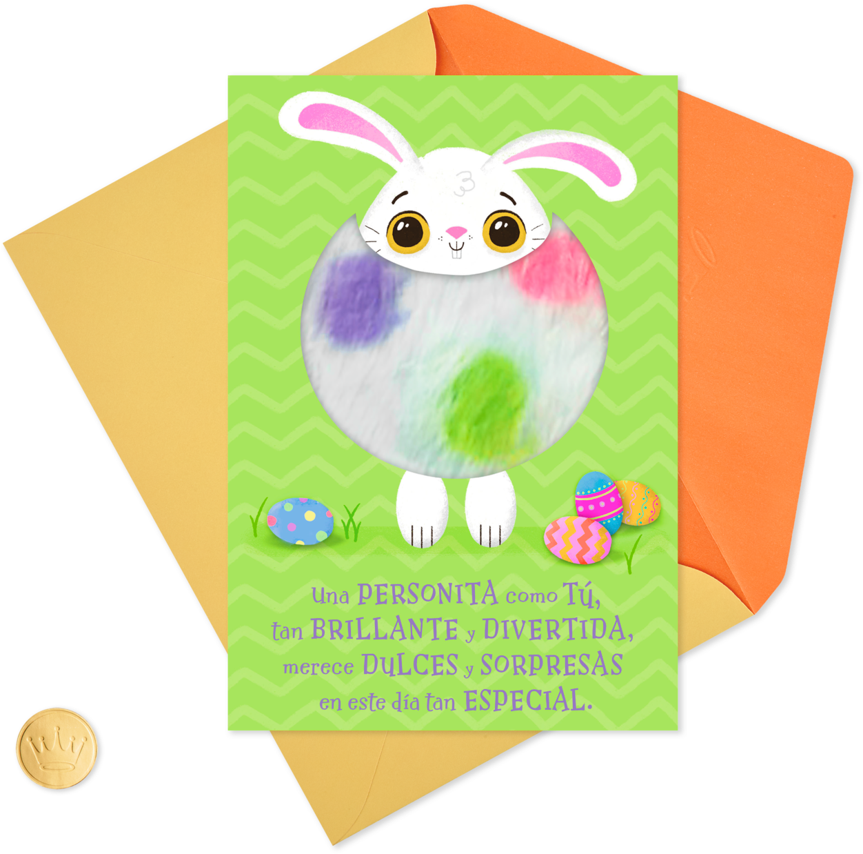 Puffy Fluffy Easter Bunny Spanish-language Easter Card - Construction Paper Clipart (1470x1470), Png Download