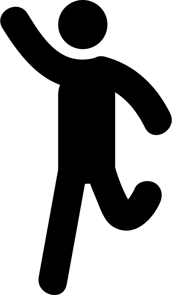 Running Man With Raised Arm Comments Clipart (570x980), Png Download