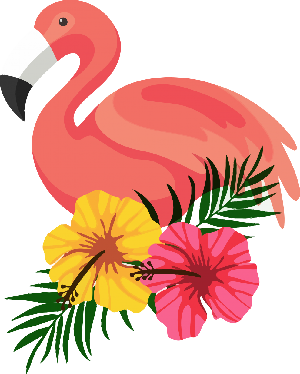 Beautiful Flamingo Frame Flower Beautifully Decorated - Flamingo Png Clipart (637x795), Png Download