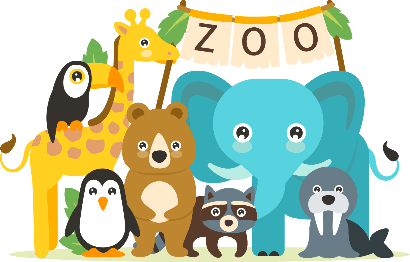 Cute Zoo Animals Clipart Set Of Cute Zoo Animals A Lot Different