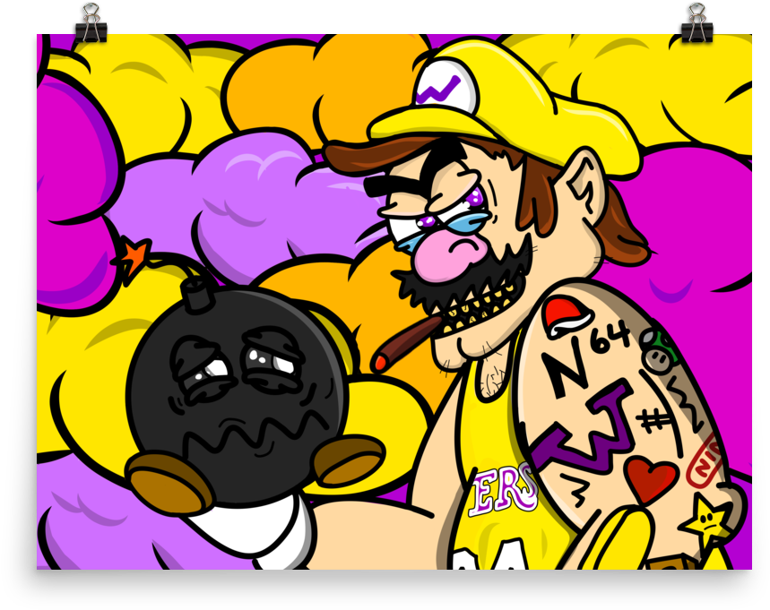 'cloudy Day In Wario Land' Poster - Cartoon Clipart (1000x1000), Png Download