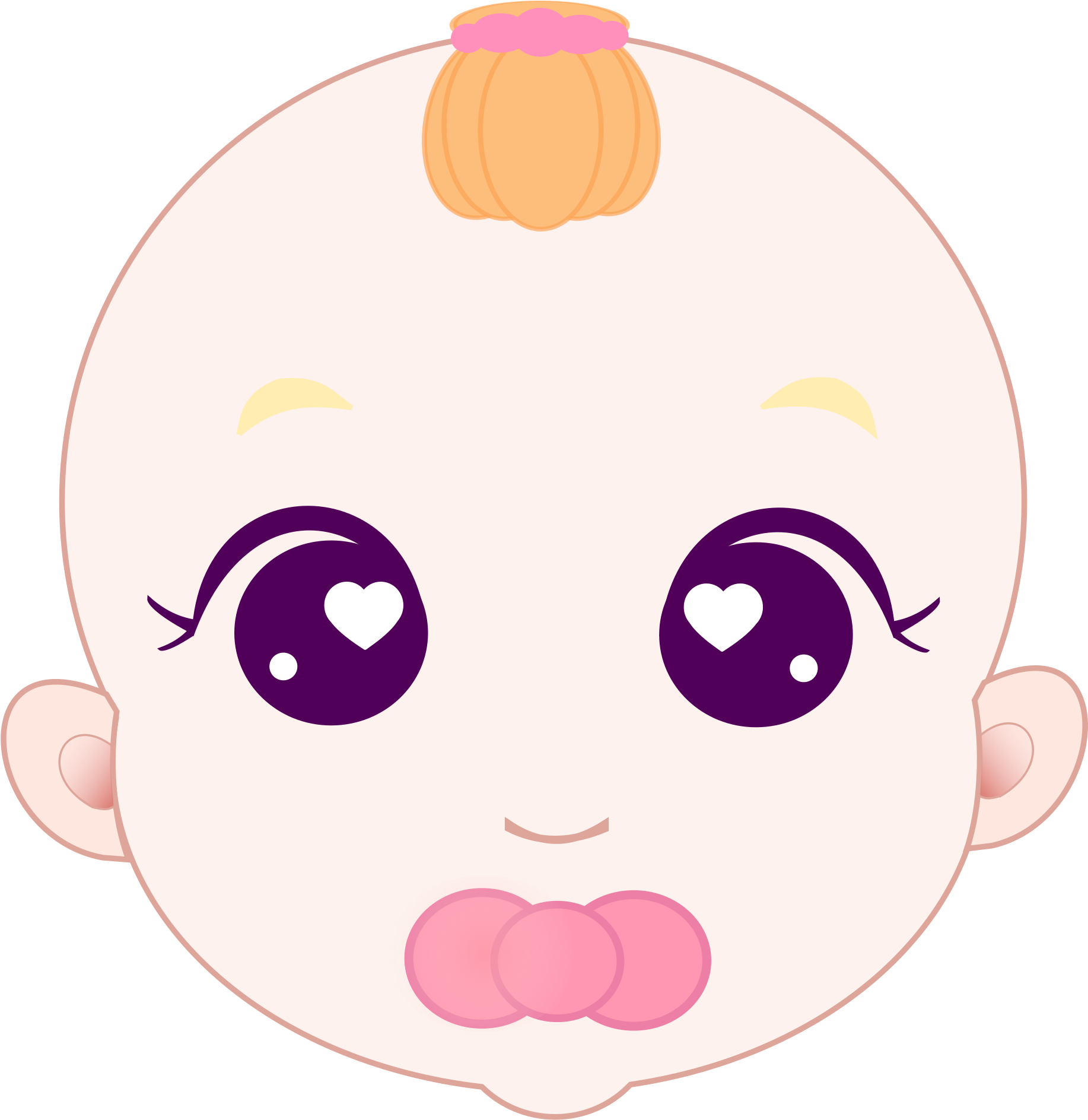 Medium Image - Baby Girl Head Clipart - Png Download (778x800), Png Download
