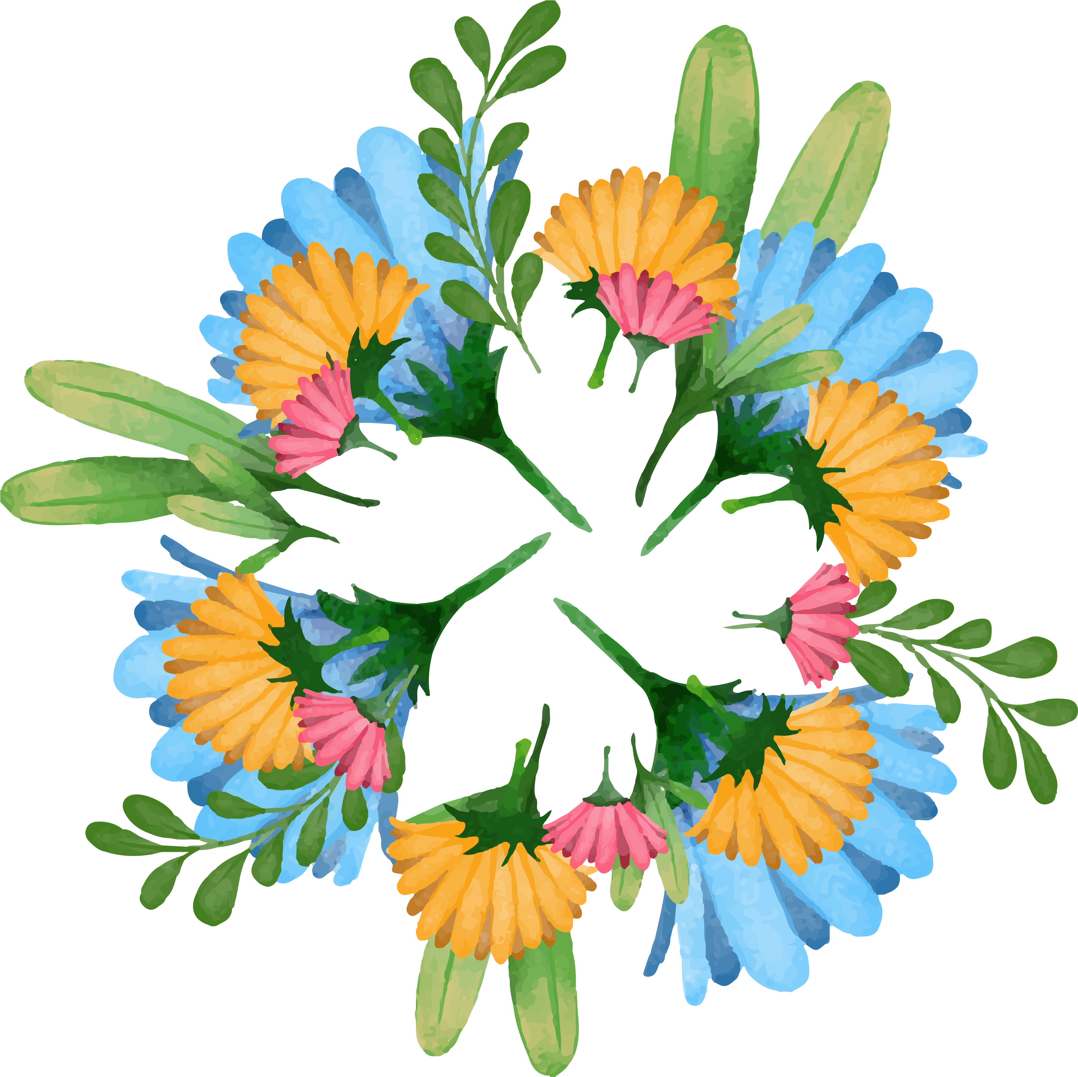 Ręcznie Malowane Akwarelowe Wiosenny Kwiat Dekoracji - Bouquet Clipart (3534x3534), Png Download