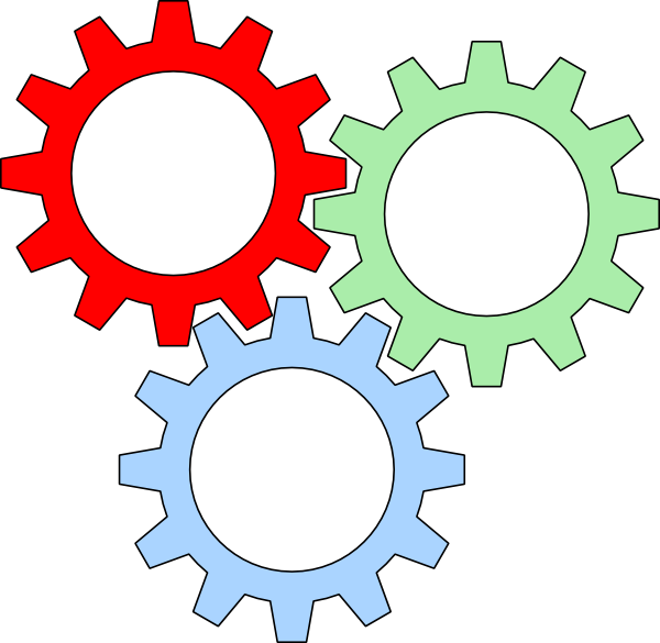Original Png Clip Art File Tri-color Gears With Outline Transparent Png (600x585), Png Download