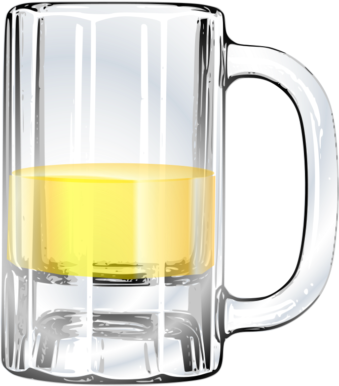 Pub Clipart Beer Stein - Half Empty Beer Glass - Png Download (600x681), Png Download