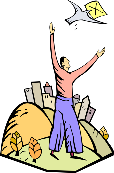 Letters Postcards And Parcels Vector Image Illustration - Postcard Clipart (462x700), Png Download