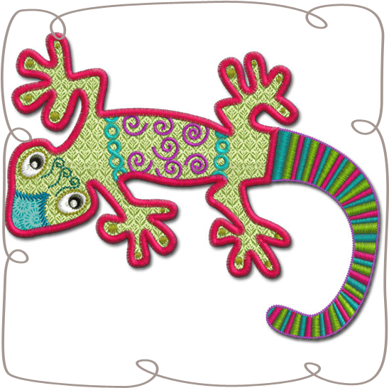 Crazy Gecko Applique - Machine Embroidery Clipart (580x580), Png Download