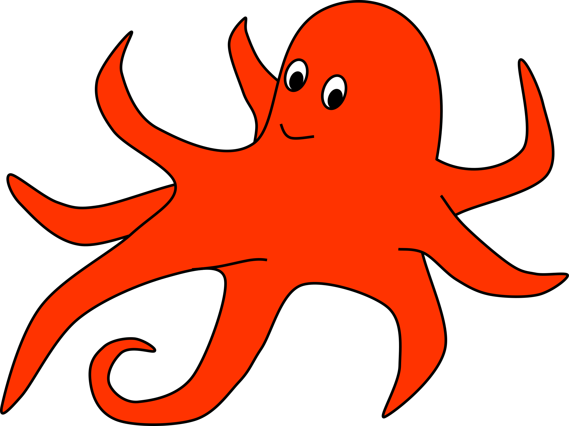 Octopus Clipart Frame - Orange Octopus Png Transparent Png (2400x1798), Png Download