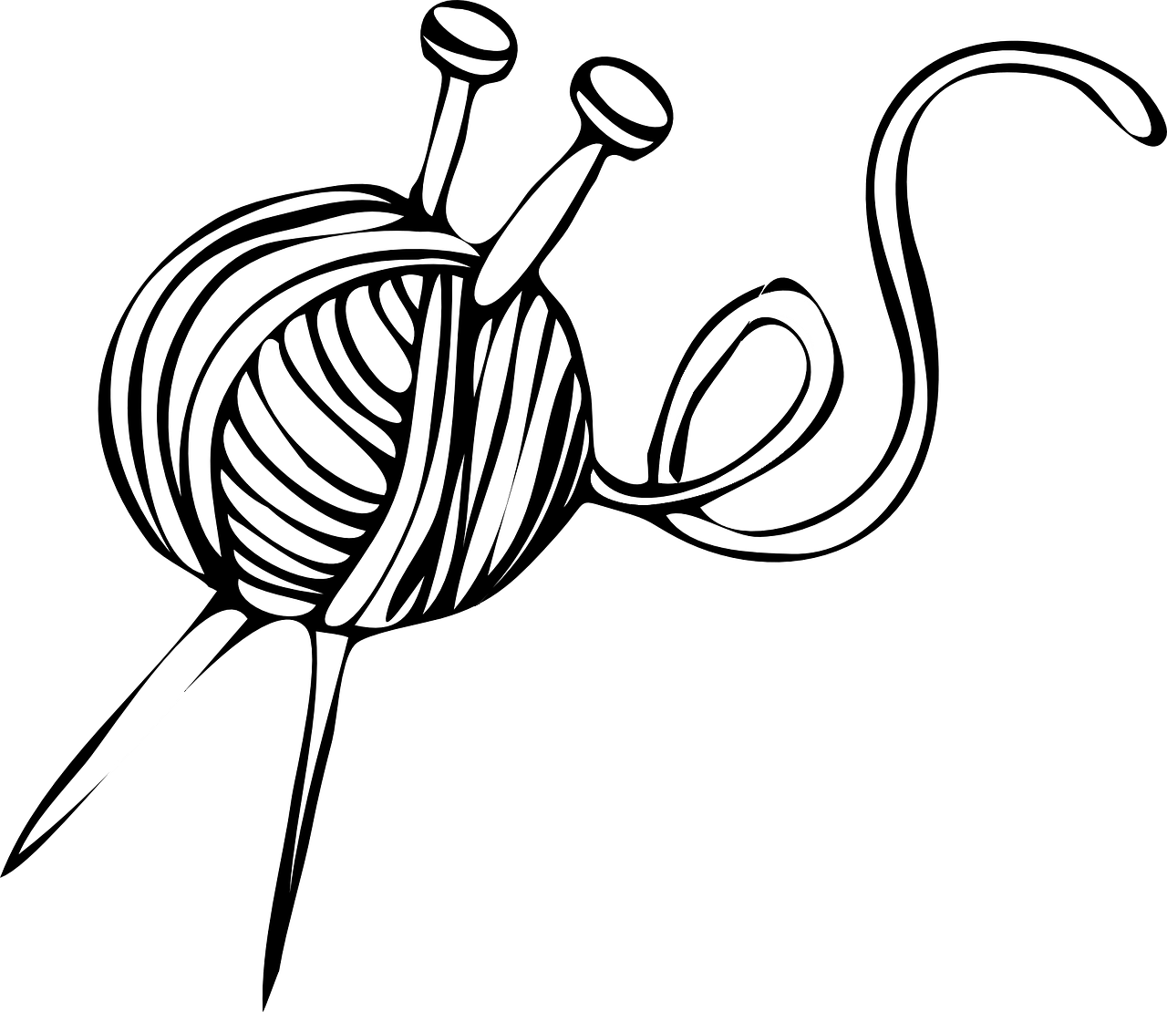 White Yarn Ball With Knitting Needles Clip Art - Knitting Needles And Yarn Clip Art - Png Download (600x520), Png Download