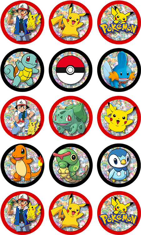 Pokémon Edible Cupcake Toppers - Pokemon Cupcakes Toppers Clipart (750x750), Png Download