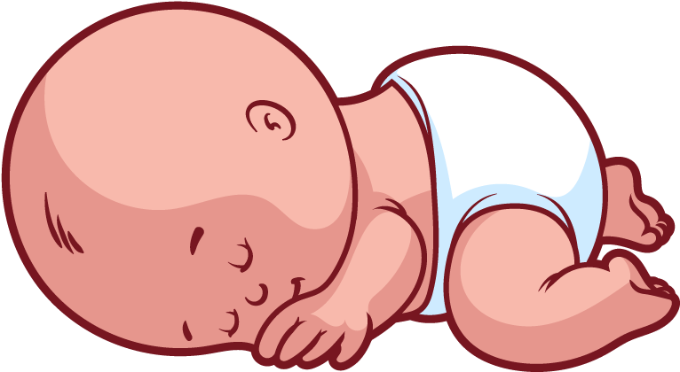 Diaper Cartoon Sleep Sleeping Transprent Png - Cute Baby Sleeping Cartoon Clipart (844x584), Png Download