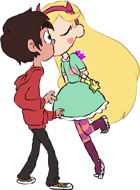 Fanart Drawing For Free Download On - Star And Marco First Kiss Clipart (534x734), Png Download