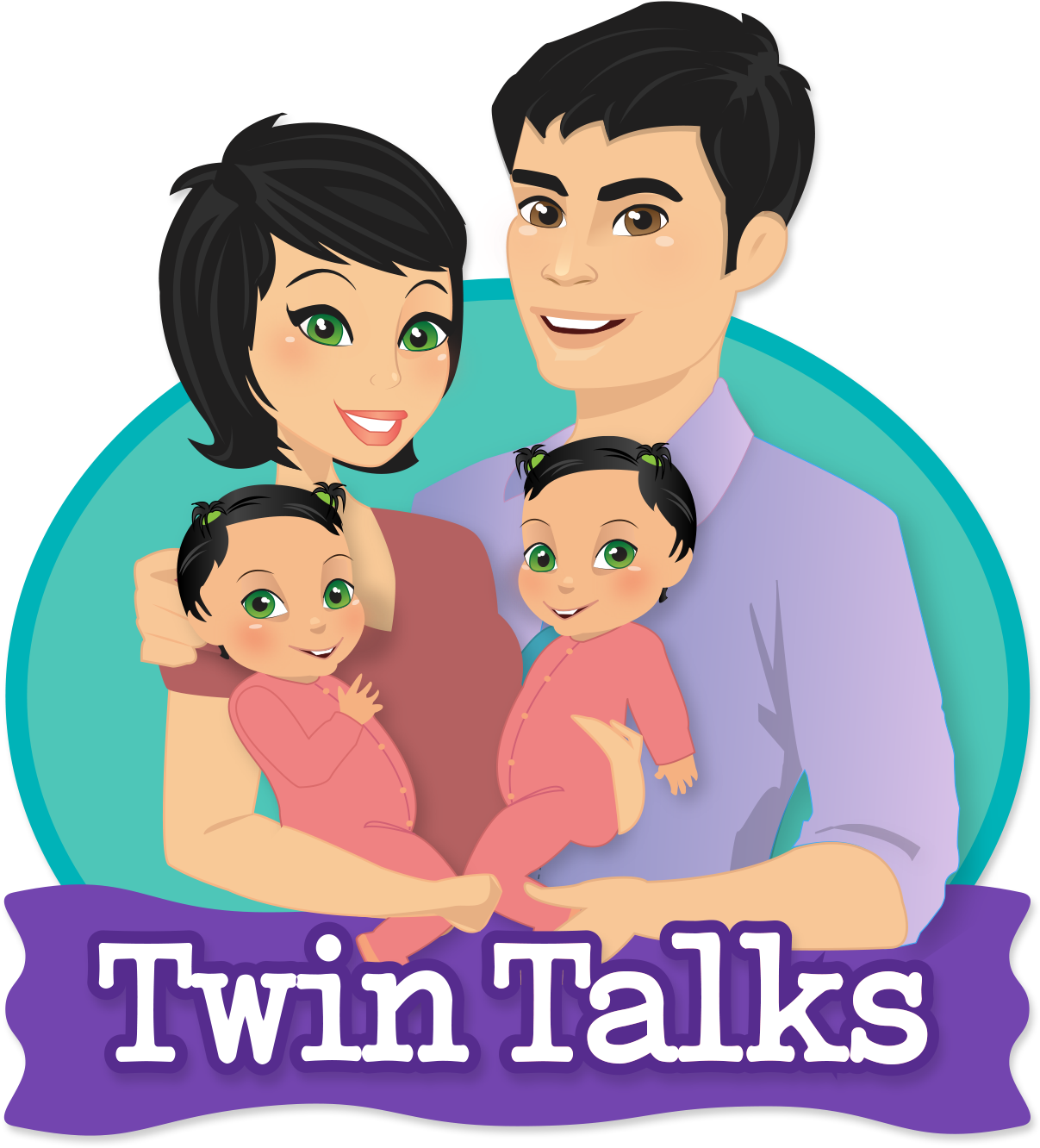 About Twin Talks - Parents With Twins Baby Cartoon Clipart (1400x1400), Png Download