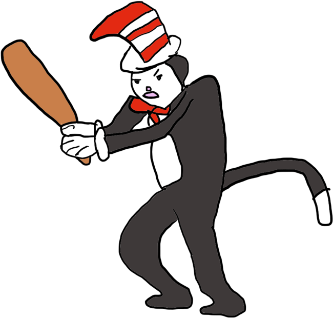 Cat In The Hat With Bat By Thekoloipo - The Cat In The Hat Clipart (1024x768), Png Download