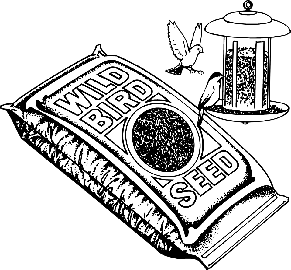 Clipart Info - Bird Food Black And White - Png Download (958x887), Png Download