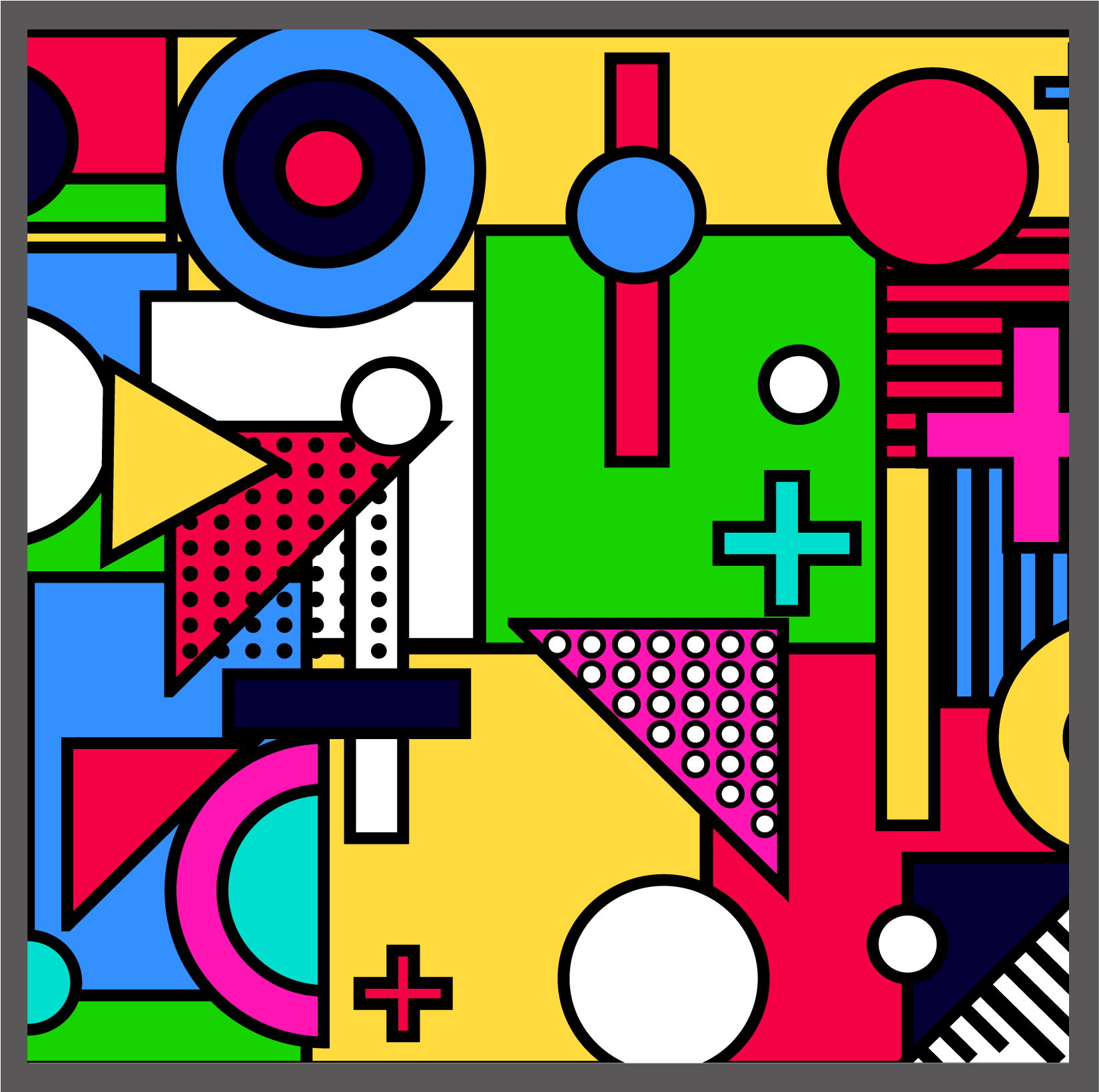 Memphis Style Geometry Stitching High Saturation Png - Circle Clipart (2000x2000), Png Download