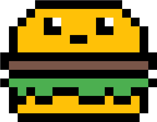 Kawaii Hamburger - Pixel Art Easy Clipart (1184x1184), Png Download