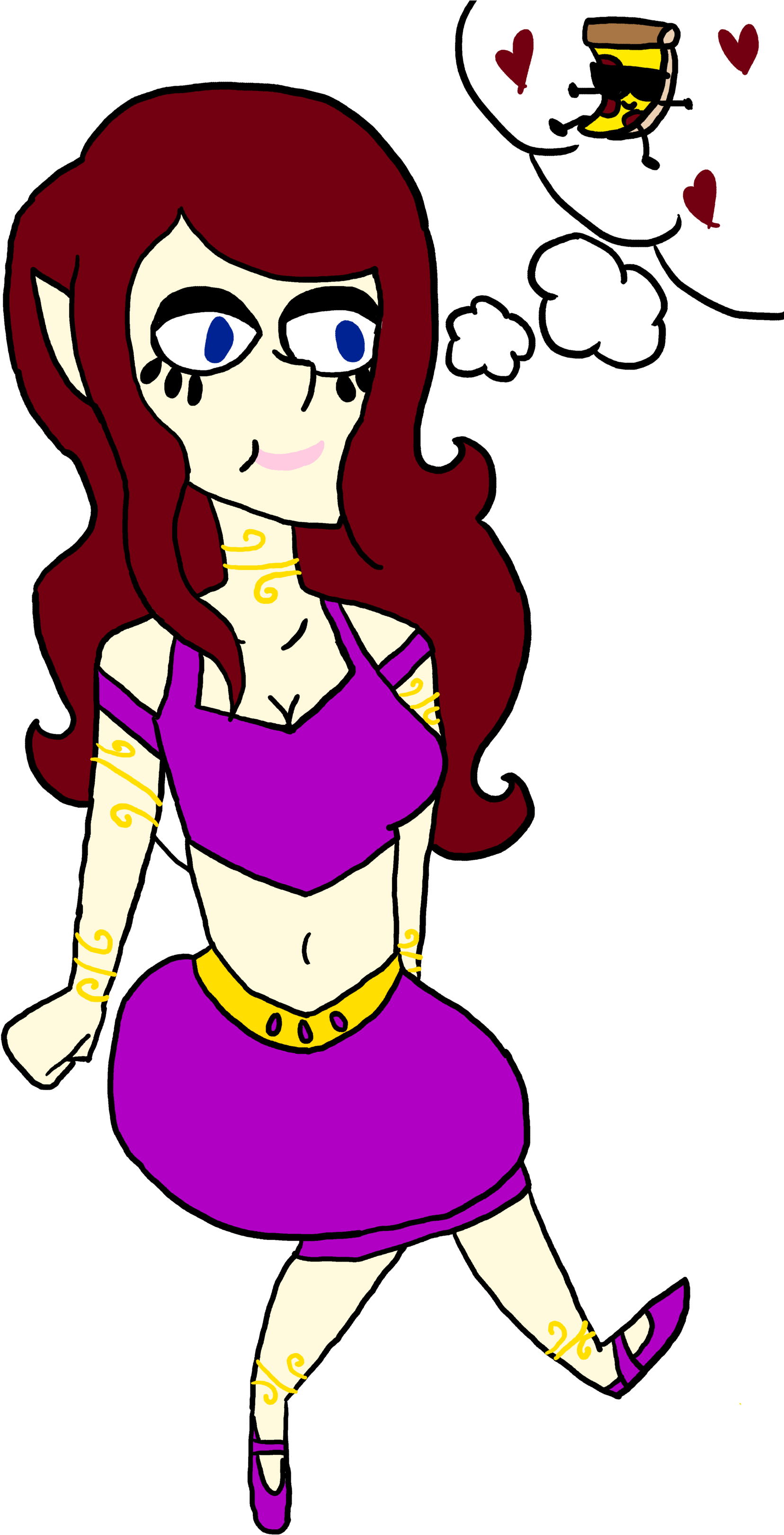 Miya Genie Loves Pizza Steve - Cartoon Clipart (2000x3246), Png Download