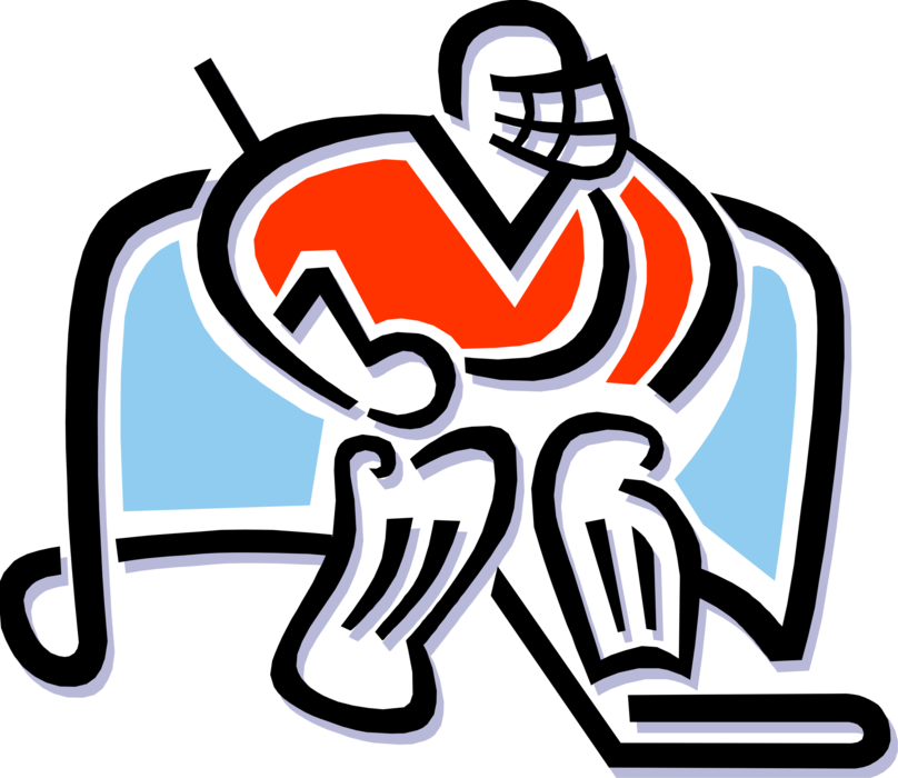 Vector Illustration Of Sport Of Ice Hockey Player Goalie - Happy Fathers Day Emoji Art Hockey Clipart (808x700), Png Download