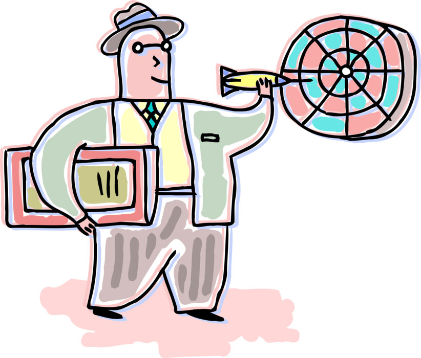 Vector Illustration Of Businessman Plays Darts With Clipart (822x700), Png Download