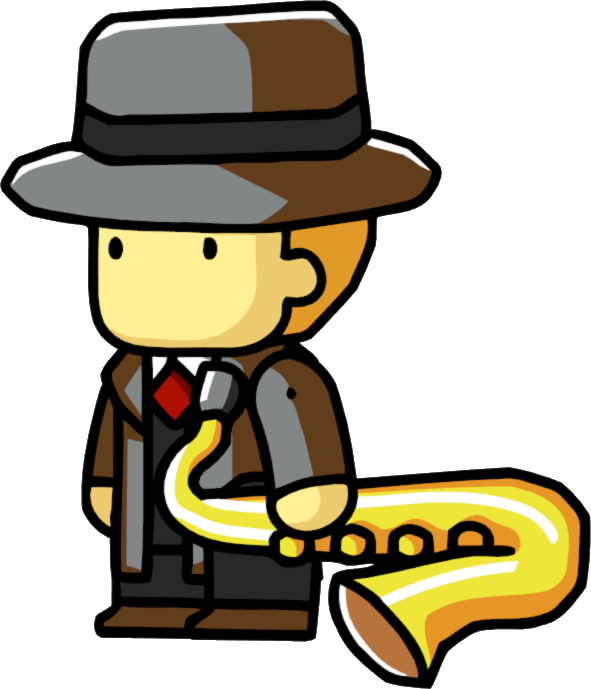 Saxophonist - Detective Scribblenauts Clipart (591x689), Png Download